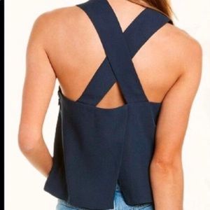 Club Monaco top cross back navy blue size Small Petite